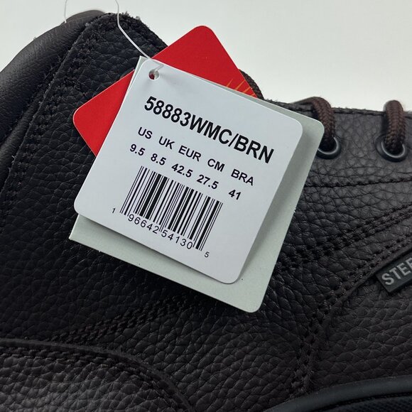 Skechers Work Steel Toe Boot Mens Wide Fit Brown Leather Safety Slip Resistant - Picture 13 of 13